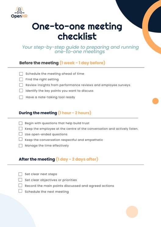 Checklist one to one meeting