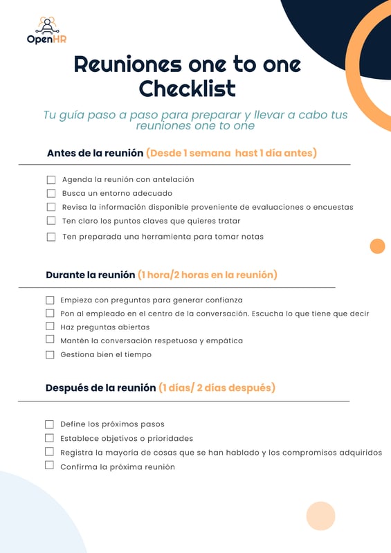 Checklist reuniones one to one
