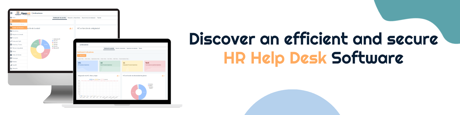 Banner with the text: Discover an efficient and secure HR Help Desk Software